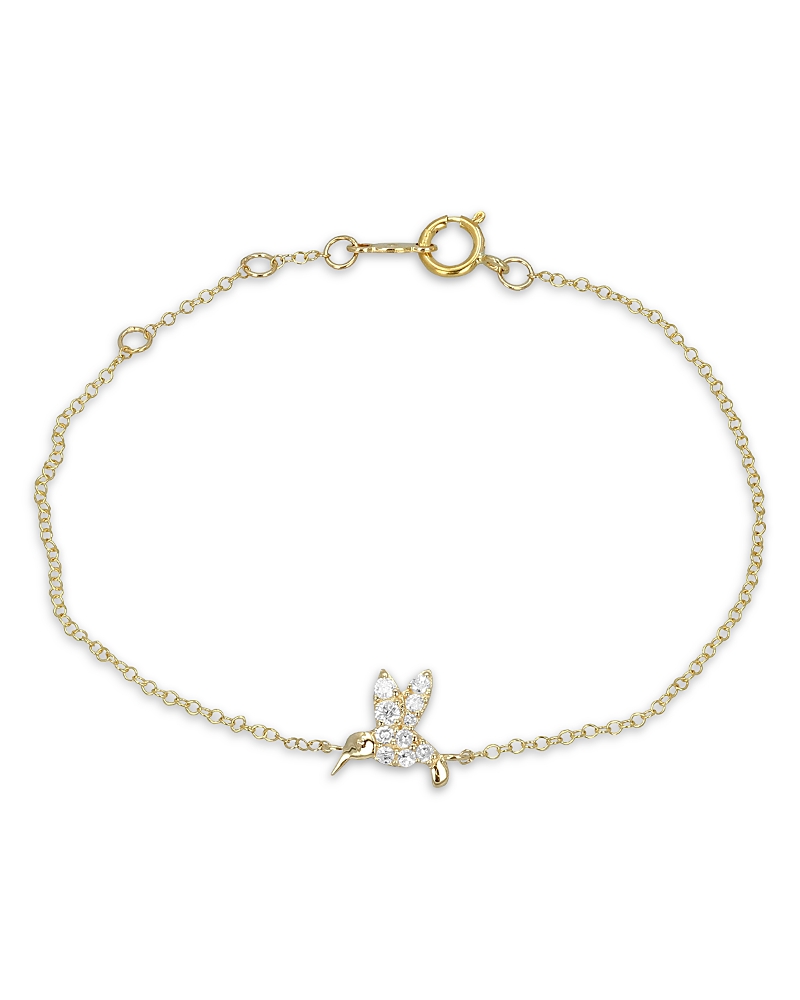 Moon & Meadow 14k Yellow Gold Hummingbird Diamond Bracelet, 0.12 Ct. T. W. In Gold