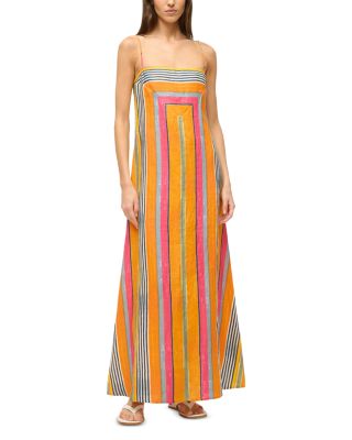 strapless open back dress Ellesandra Boat Neck Mini Dress Orange Stripe main image 0