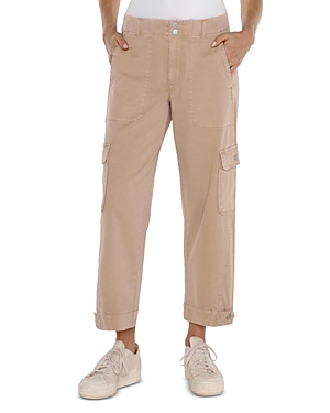 Liverpool Los Angeles Utility Stretch Twill Crop Cargo Pants In Biscuit Tan