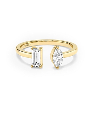 Mixed Lab-Grown Diamond Cuff Ring in 14K Gold, .50ctw Baguette & Marquise Lab Grown Diamonds