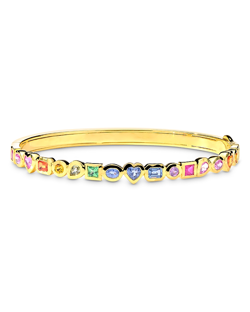 Ippolita 18k Rock Candy Mini Caramella Fancy Shape Hinged Bangle Bracelet In Multi/gold