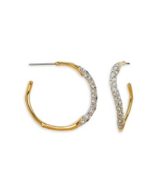 Two Tone Pave Hoop Earrings
