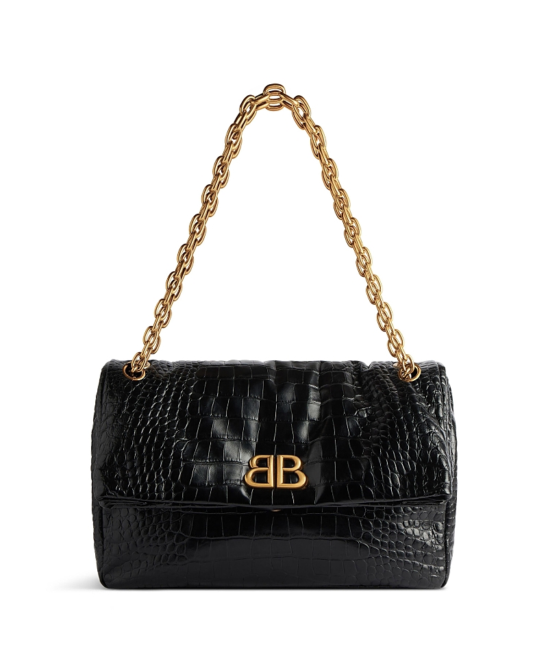 Balenciaga Monaco Medium Chain Bag Crocodile Embossed