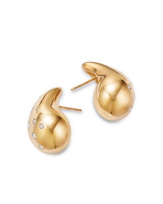 Scattered Diamond Puffy Earrings in 14K Yellow Gold, 1.0 tcw