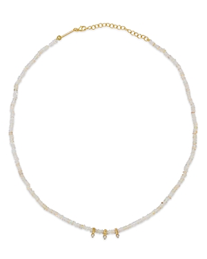 Zoë Chicco 14k Yellow Gold Fire Opal Rondelle Bead Necklace With Diamonds, 0.11 Ct. T. W. In White/gold