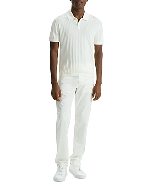Theory Cable Short Sleeve Cotton Blend Polo Sweater In Ivory