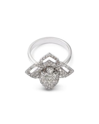 Diamond Flower Ring in 14K White Gold, 1.50 tcw
