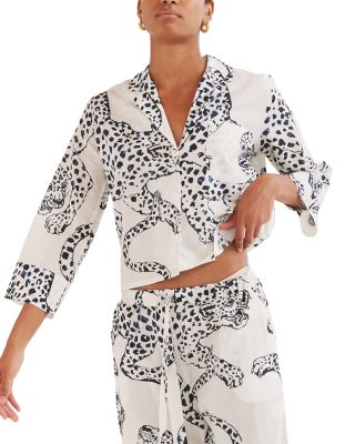 Jag Print Wide Leg Pajama Set
