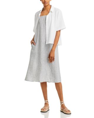 chinese dress ladies Puckered Organic Linen Square Neck Dress – Eileen Fisher Renew