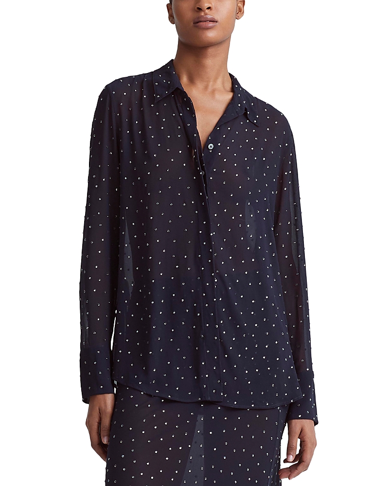 Altuzarra Chika Strass Button-down Top In Navy