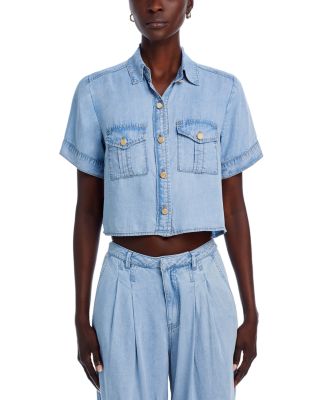 Alida Cropped Denim Shirt  