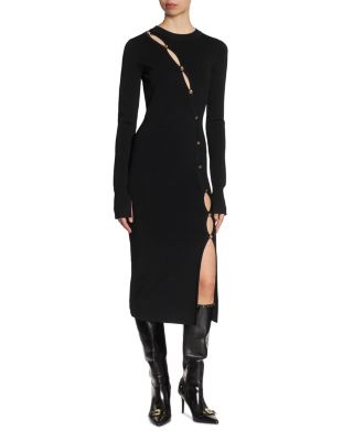 Versace Jeans Couture - Rib Knit Cutout Long Sleeve Dress