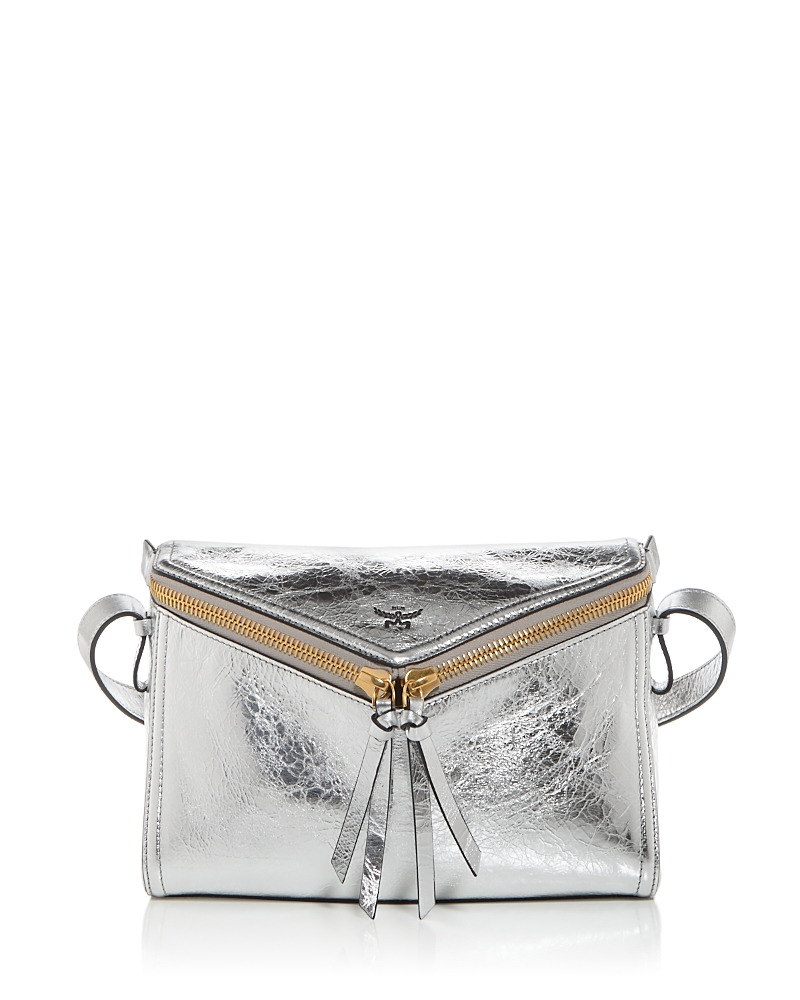 Mcm 3d Diamant Metallic Leather Shoulder Bag In Silver