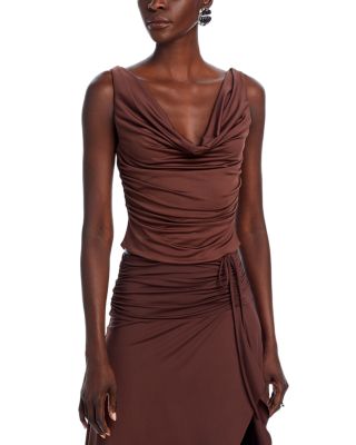 NIA - Phoebe Cowl Neck Slim Fit Ruched Top