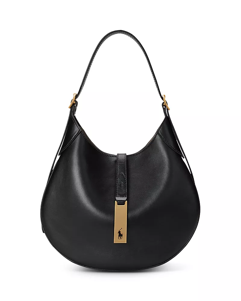 Polo Ralph Lauren Polo Id Leather Small Shoulder Bag in Black
