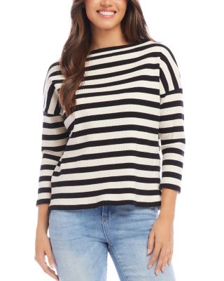 Karen Kane - Petites Striped Boat Neck Top