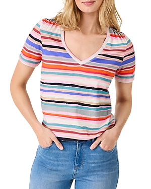 Painted Stripes V Neck Tee