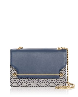 Strathberry - Crescent Leather & Monogram Jacquard Shoulder Bag