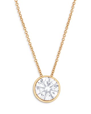 Bloomingdale's Fine Collection - Certified Lab Grown Diamond Bezel Pendant Necklace in 18K Yellow Gold, 1.5 ct. t.w.