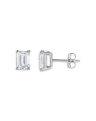 Bloomingdale's Fine Collection - Certified Lab Grown Emerald-Cut Diamond Stud Earrings in 18K White Gold, 2.0 ct. t.w.