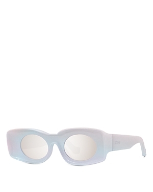 Shop Loewe Paula's Ibiza Oval Sunglasses, 49mm In White/gray Mirrored Gradient