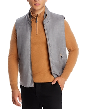 Maurizio Baldassari Arena Merino Wool Full Zip Travel Vest In Gray