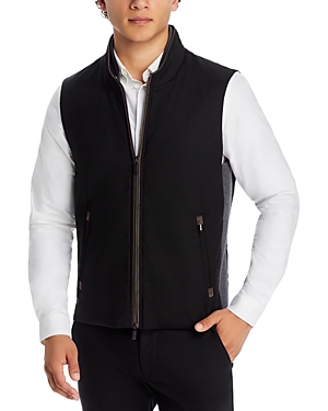 Maurizio Baldassari Arena Merino Wool Full Zip Travel Vest In Black