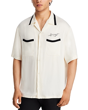 Efino Logo Embroidered Oversized Fit Button Down Camp Shirt