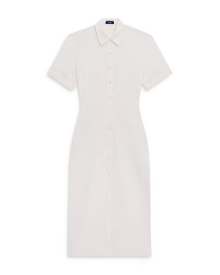 knee length dresses for ladies CALVIN KLEIN Womens White Linen Blend Button Front Midi Shirt Dress Si –  East Coast Bella Boutique main image 0