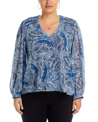 AQUA - Leaf Print Blouse - Exclusive