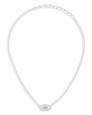 Gucci - Sterling Silver Trademark Oval Pendant Necklace, 15-17"