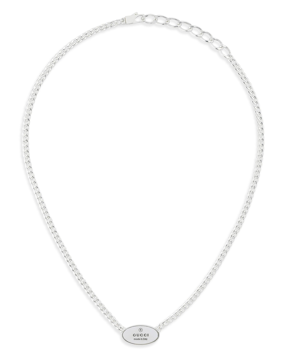 Sterling Silver Trademark Oval Pendant Necklace, 15-17"
