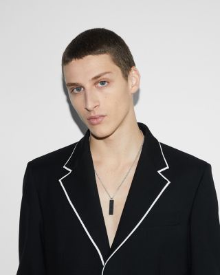 Sterling Silver Tag Varnished Pendant Necklace, 18&amp;quot;