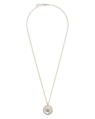 18K Rose Gold-Plated Interlocking Mother of Pearl & Diamond Logo Reversible Pendant Necklace, 27"