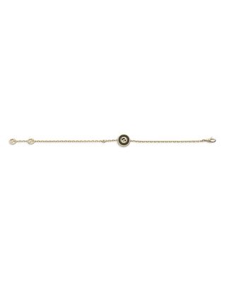 18K Yellow Gold Interlocking Onyx & Diamond Accent Logo Bracelet