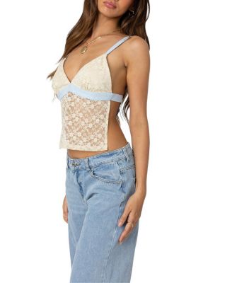 Edikted - Sheer Lace Open Back Tank Top