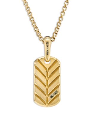 Men's Chevron Tag in 18K Yellow Gold with Black Onyx, 21mm