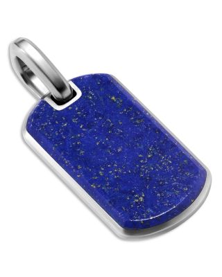 Men's Chevron Tag in Sterling Silver with Lapis Lazuli, 27mm