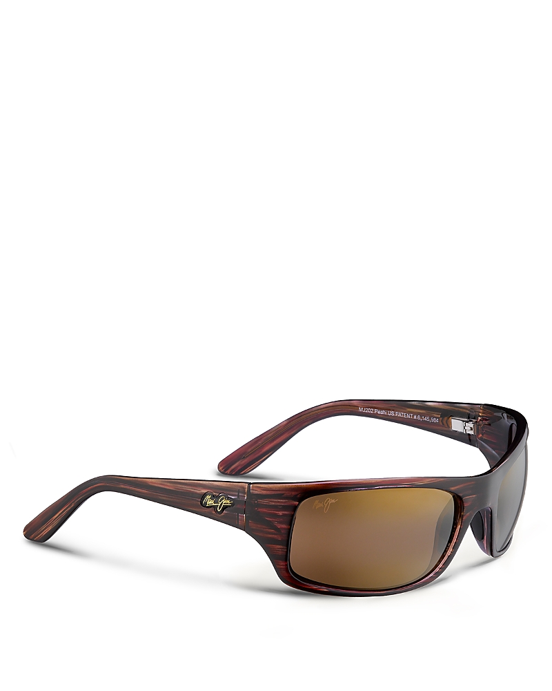 Maui Jim Peahi Wrap Rectangular Sunglasses, 65mm