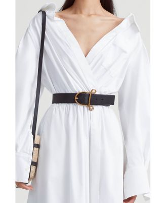 A Logo Buckle Women's Leather Belt