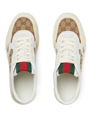Gucci Men's Re-Web Low Top Canvas and Leather Sneakers