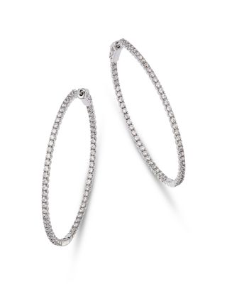 Bloomingdale's Fine Collection - Diamond Oval Inside Out Hoop Earrings in 14K White Gold, 2.0 tcw