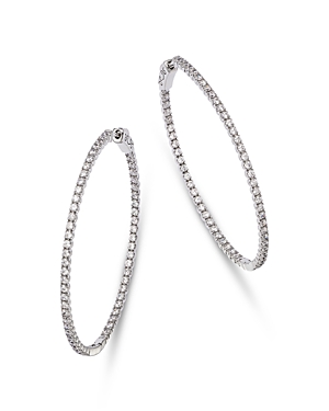 Bloomingdale's Diamond Oval Inside Out Hoop Earrings In 14k White Gold, 2.0 Ct. T. W. In White