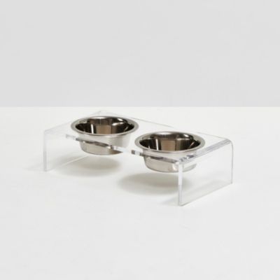 Small Double Bowl Pet Feeder, 1 Pint Bowls
