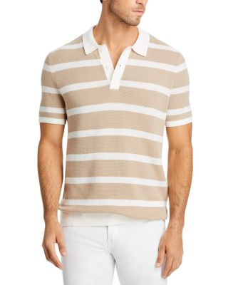 Onia - Cotton Textured Knit Stripe Polo Shirt