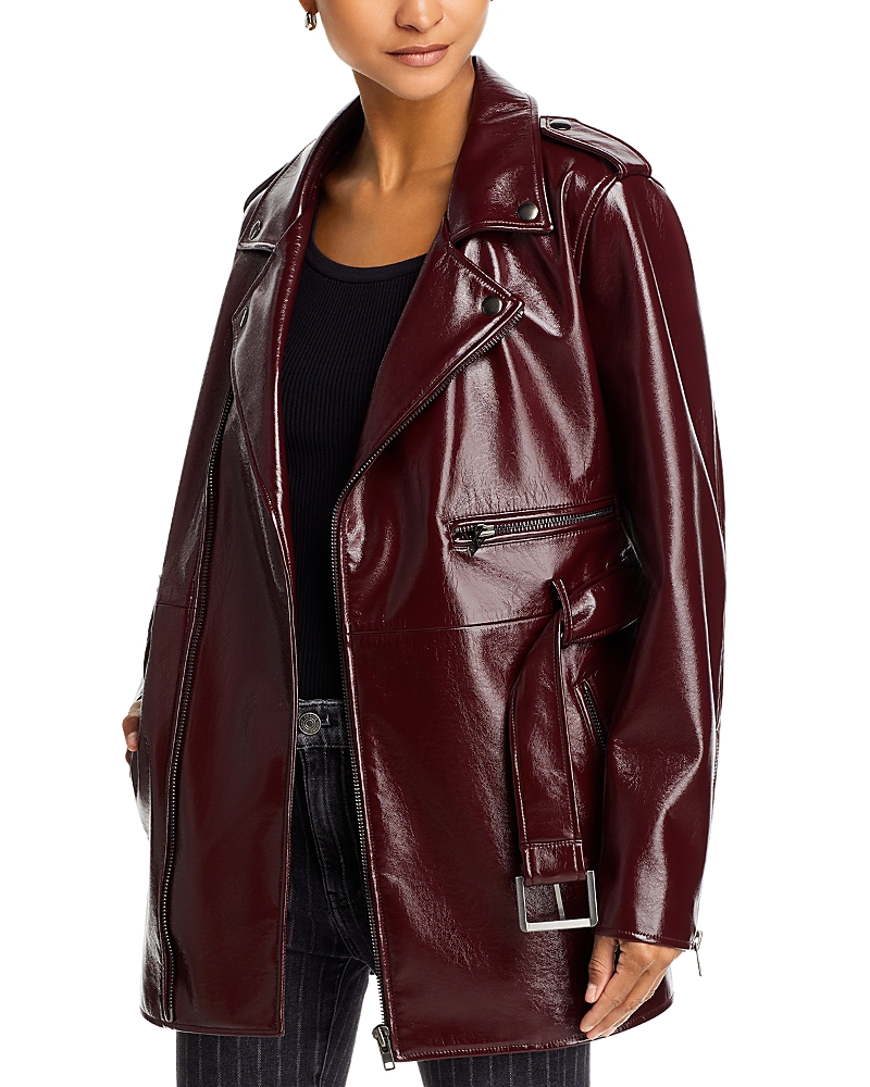 Mother The Midi Chopper Faux Leather Jacket In Can't Catch Me