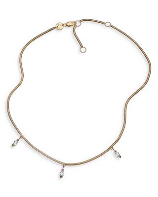 Jennifer Zeuner Bella White Sapphire Marquise Statement Necklace in 18K Gold Plated Sterling Silver, 14-15