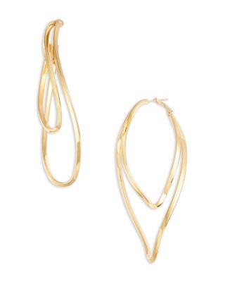 Jennifer Zeuner - Alexa Double Row Elongated Hoop Earrings in 18K Gold Plated Sterling Silver
