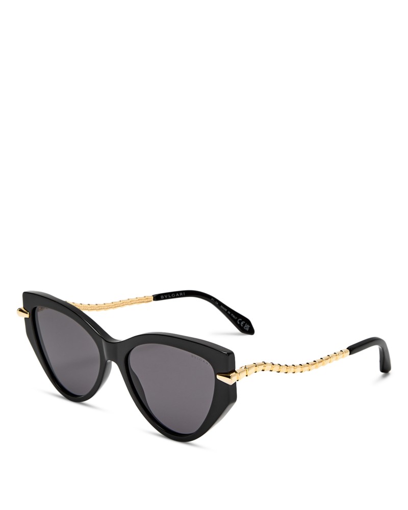 Bvlgari Serpenti Cat Eye Sunglasses, 56mm in Black/Gray Solid