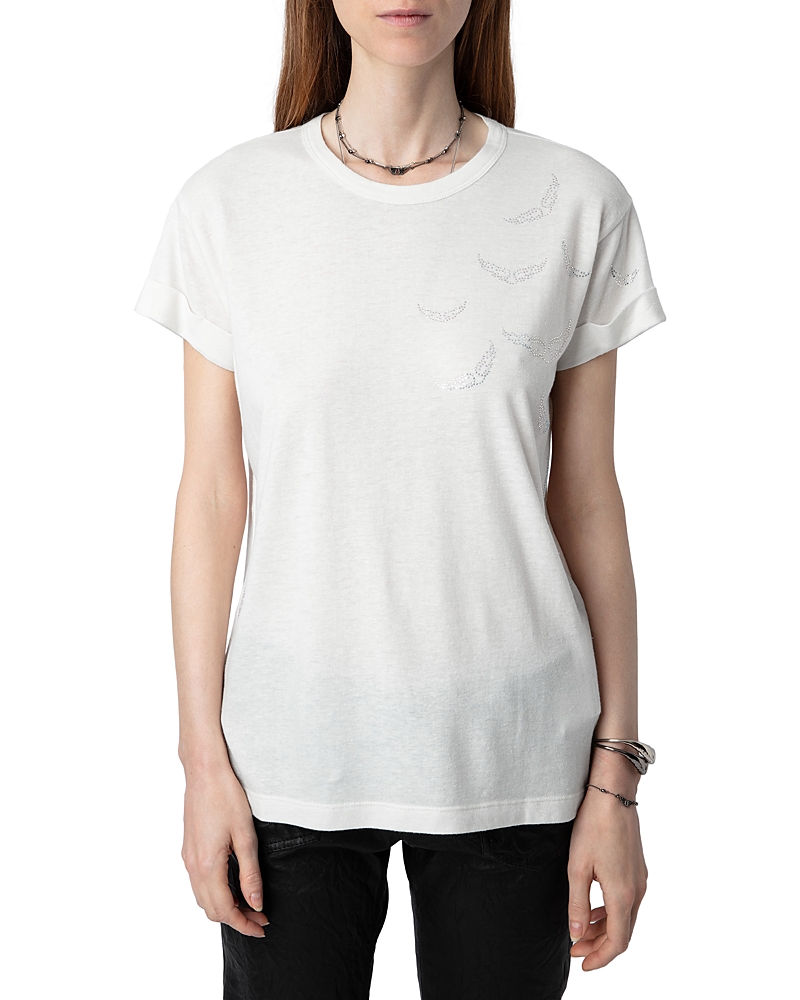 ZADIG & VOLTAIRE ANYA PCL RAIN RHINESTONE WING TEE